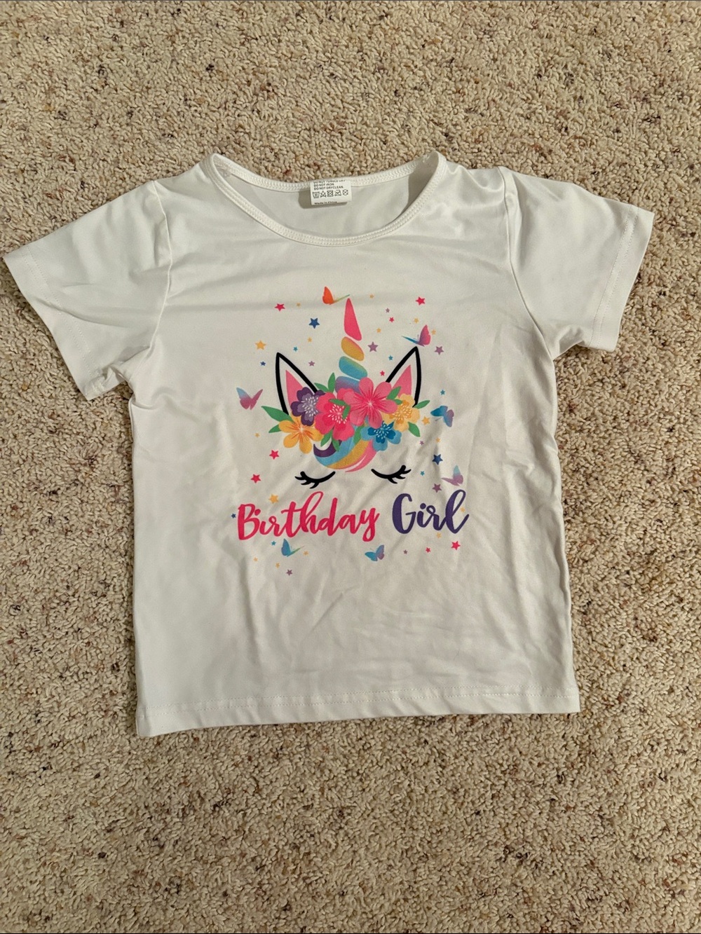 Birthday Girl White Unicorn Tee for Kids